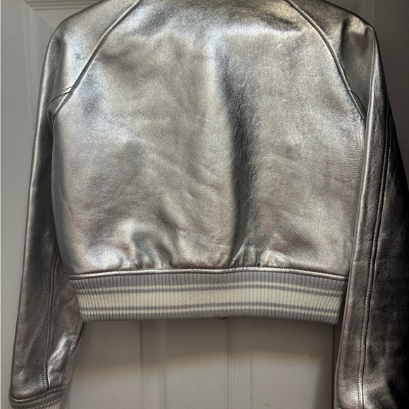 Avirex Women's Metallic Silver Bomber Jacket